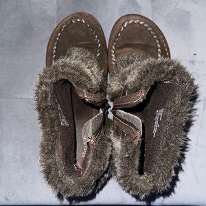 G.H. Bass Dark Brown Durango Suede Faux Fur Ankle Snow Boots